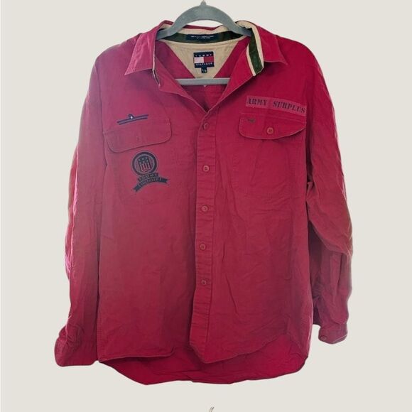 Vintage Tommy Hilfiger Army Surplus Red Button down - Picture 1 of 4